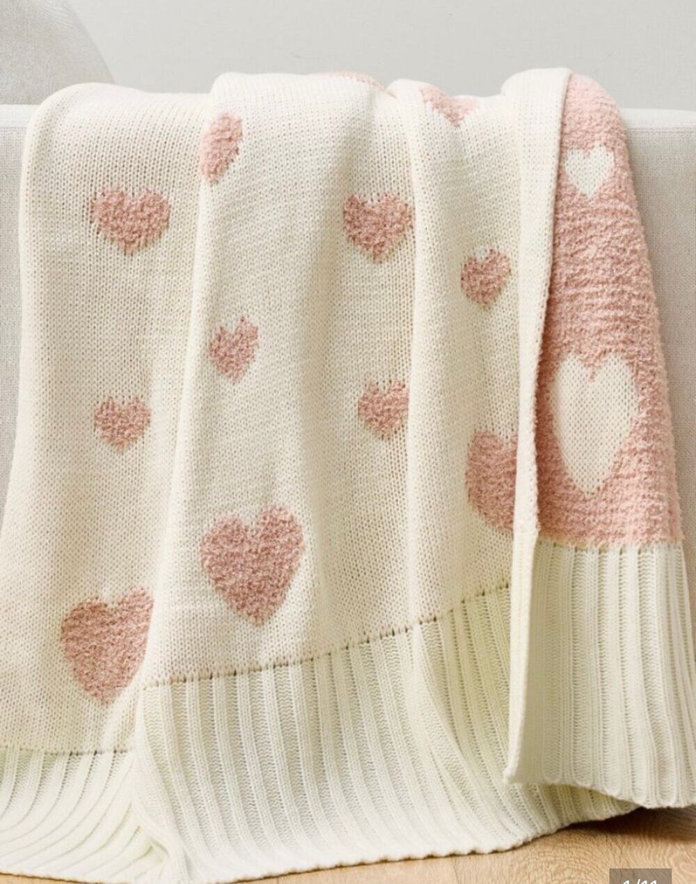 Pottery Barn Kids Heart Plush Knit Throw Blanket